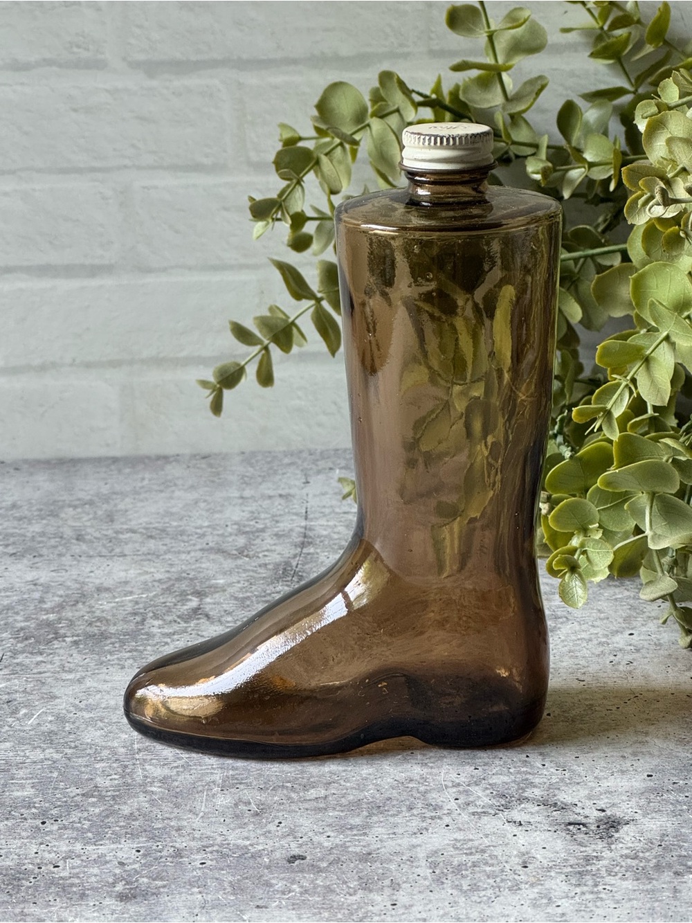Vintage Avon Western Equestrian Boot Bottle Brown Glass